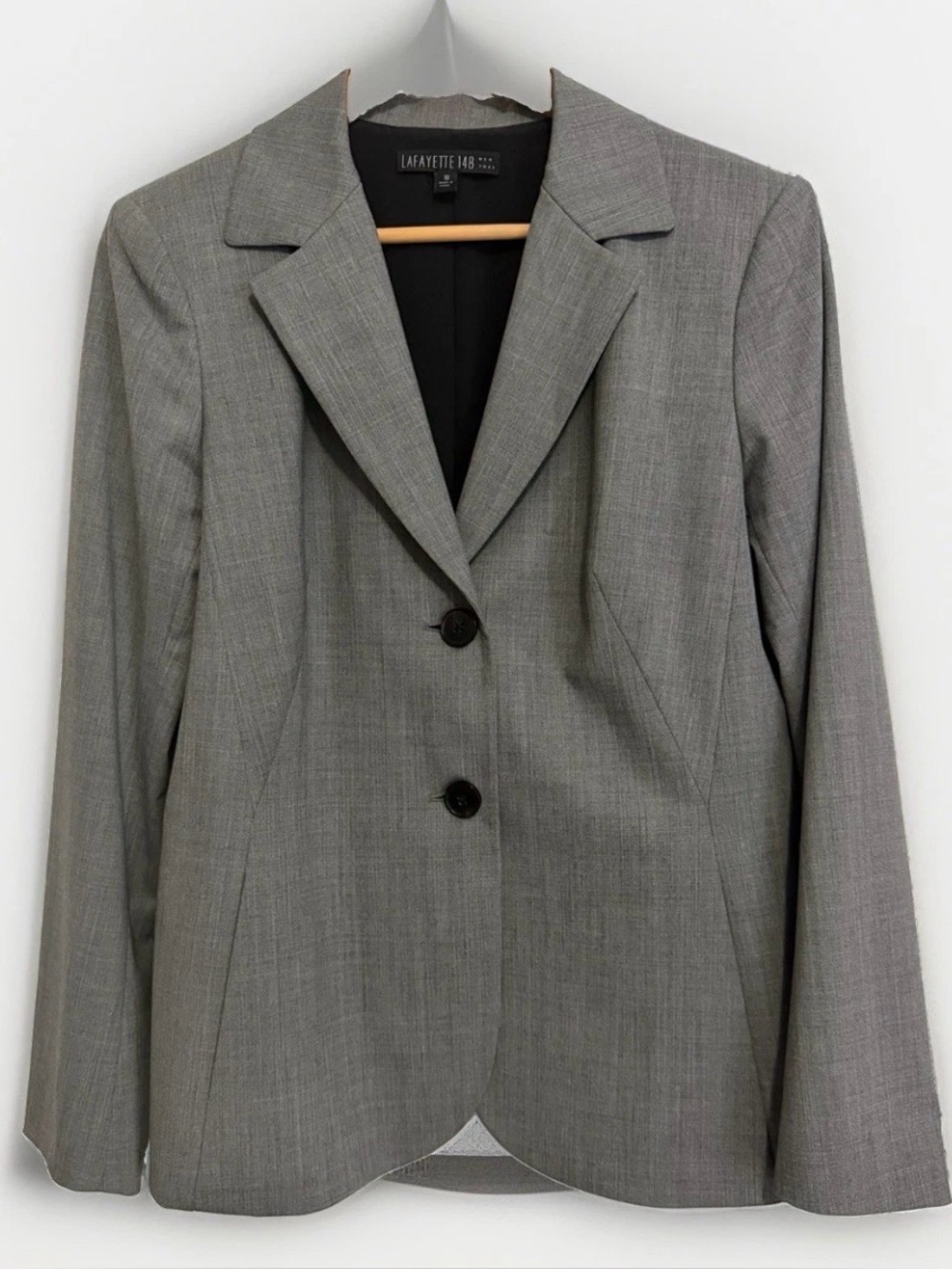 Lafayette 148 Women’s Blazer Gray Sz 10 Tailored Fit Buttons Career Wear Jacket